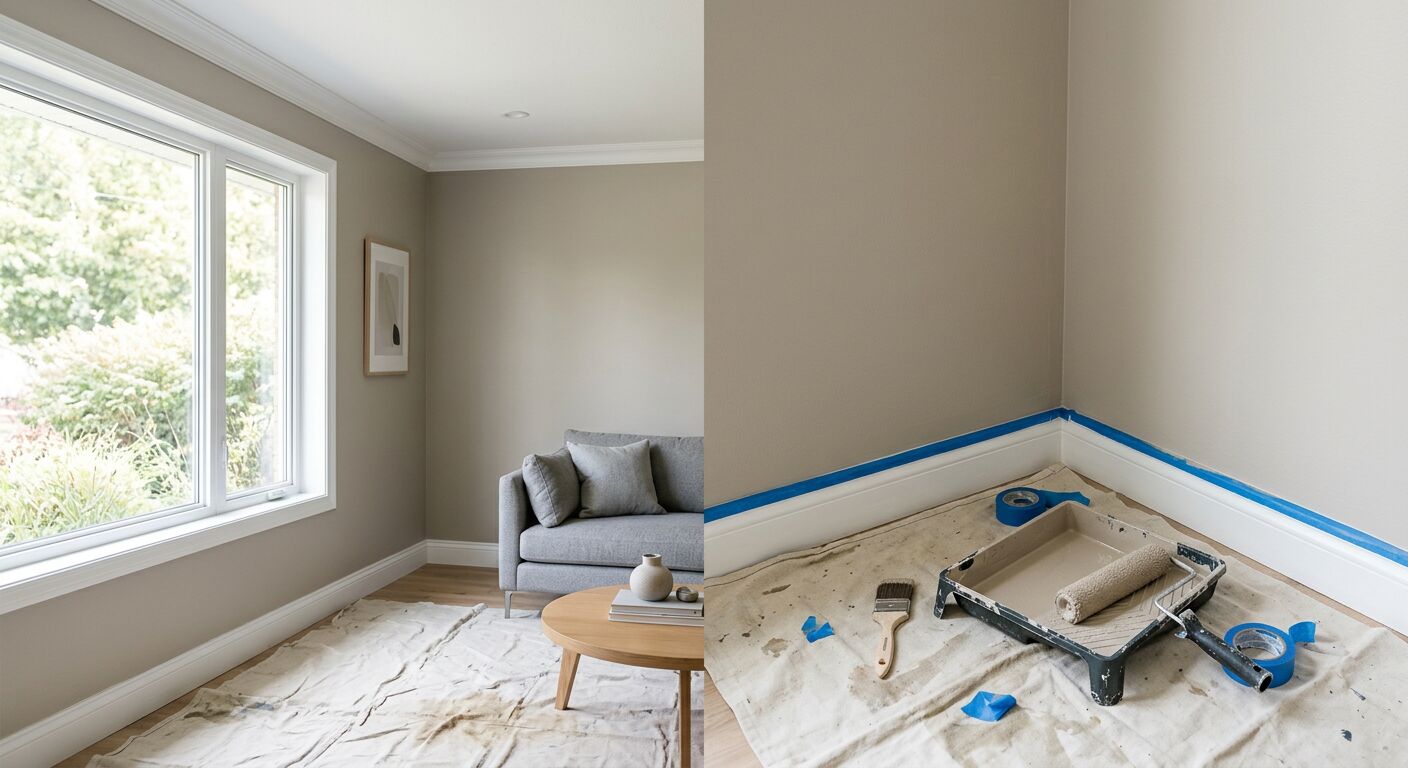 A freshly painted interior room